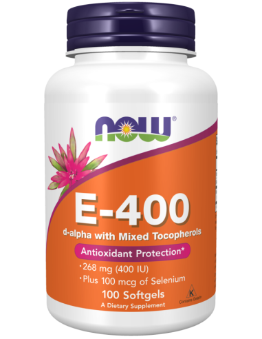 Natural Vitamin E 400IU, 100 capsules (NOW FOODS)